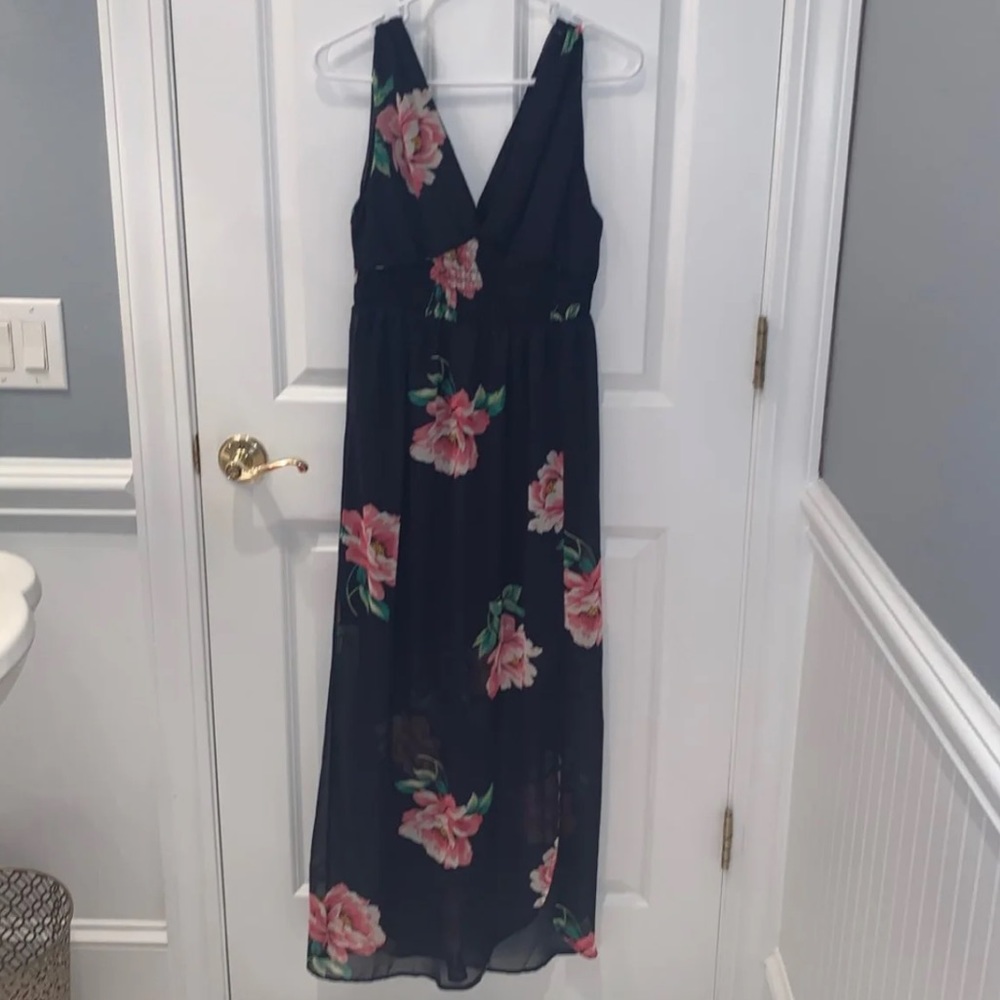 A maxi dress with flowers on it